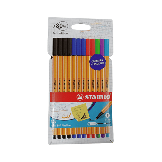 Etui carton de 12 stylos-feutres pointe fine